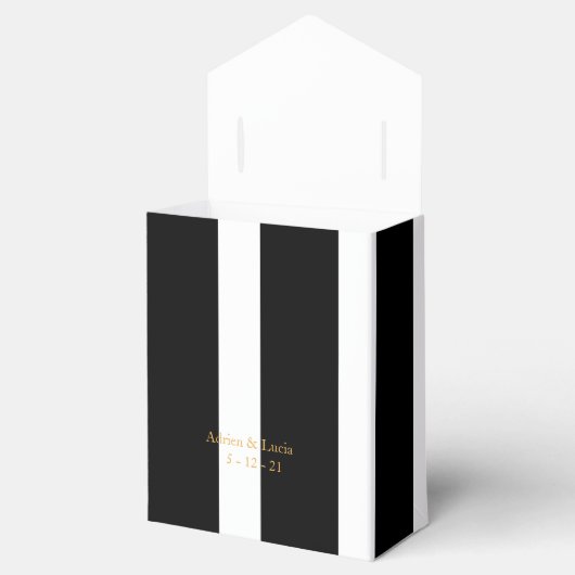 Zwart-witte streep bewerkbare bruiloft gunst doos bedankdoosjes (Geopend)