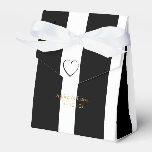 Zwart-witte streep bewerkbare bruiloft gunst doos bedankdoosjes (Voorkant Zijde)