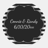 Zwart-witte streep bruiloft Sticker (Voorkant)