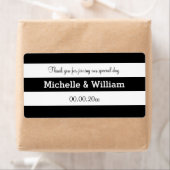 Zwart-witte streep bruiloft water fles labels (Insitu)