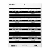 Zwart-witte streep bruiloft water fles labels (Full Sheet)