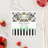 Zwart Witte Streep Damast Mint Lint Servetten (Insitu)