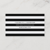 Zwart-witte streep en goud met  Rozen Visitekaartje (Achterkant)