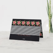 Zwart witte streep en roze roos kaart (Achterkant)