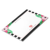 Zwart + Witte streep Floral roze Apple leraar Notitieblok (Schuin)