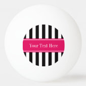 Zwart Witte Streep Framboos Lint Naam Monogram Pingpongbal (Achterkant)