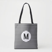 Zwart-witte streep Gepersonaliseerde Monogram, Tote Bag (Voorkant)