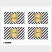 Zwart Witte Streep Goud Minimalistische Modern Rechthoekige Sticker (Vel)