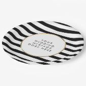 Zwart-witte streep gouden bruiloft papieren bordje (Gekanteld)
