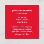 Zwart-witte streep helder rood monogram vierkante visitekaartje (Achterkant)