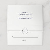 Zwart-witte streep | initialen bruiloft escort plaatskaartje (Buitenkant ongevouwen)