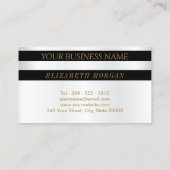 Zwart-witte streep met goudpitten visitekaartje (Achterkant)