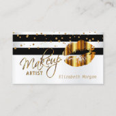 Zwart-witte streep met goudpitten visitekaartje (Voorkant)