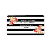 Zwart-witte streep met  Rozen Etiket (Voorkant)