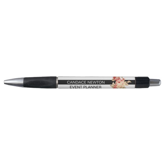 Zwart-witte streep met  Rozen Pen (Voorkant)