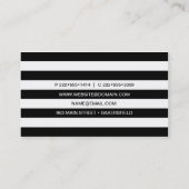 Zwart-witte streep met zilveren en lavendel Rozen Visitekaartje (Achterkant)