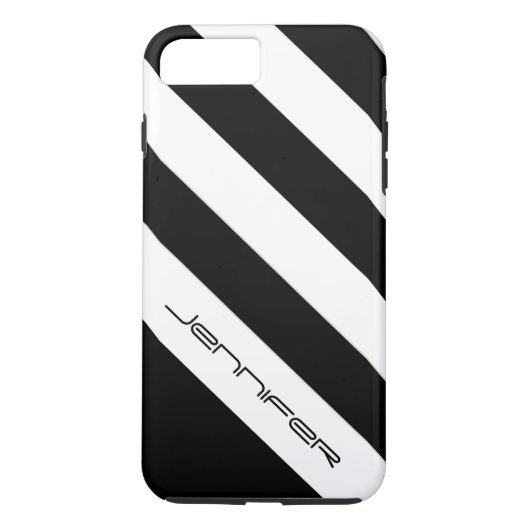 Zwart-witte streep, minimalistisch, naam, Case-Mate iPhone case (Achterkant)