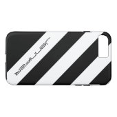 Zwart-witte streep, minimalistisch, naam, Case-Mate iPhone case (Achterkant (Horizontaal))
