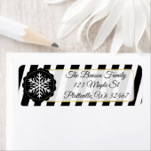 Zwart-witte streep sneeuwvlok vakantie Kerstmis Etiket (Insitu)