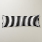Zwart Witte Streep Zwart Naam Monogram Lichaamskussen (Achterkant)