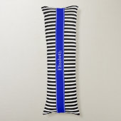 Zwart Witte Streep Zwart Naam Monogram Lichaamskussen (Voorkant Verticaal)