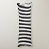 Zwart Witte Streep Zwart Naam Monogram Lichaamskussen (Achterkant (Verticaal))