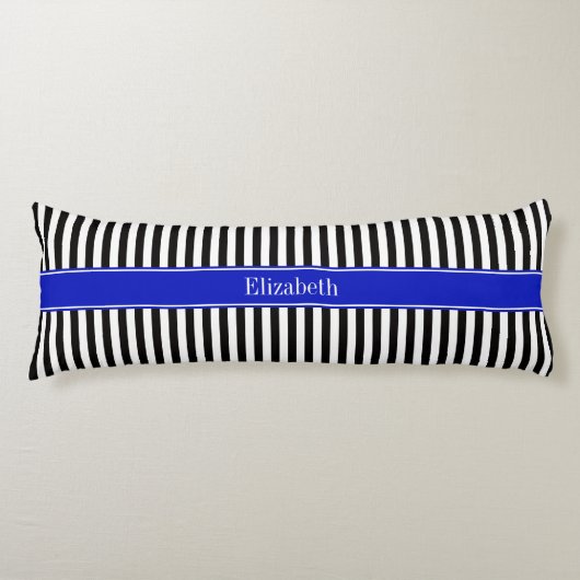 Zwart Witte Streep Zwart Naam Monogram Lichaamskussen (Voorkant)