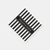 Zwart Witte Streep Zwart Naam Monogram Servetten (Hoek)