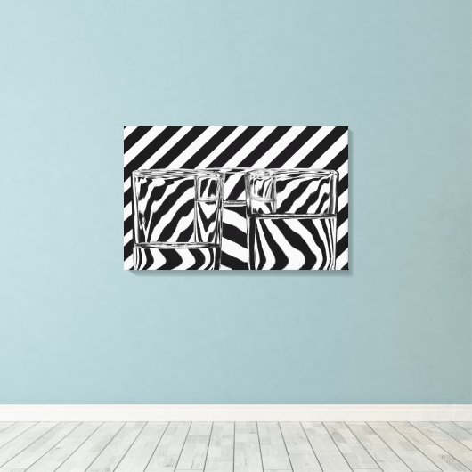 Zwart-witte strepen Abstract brillenglazen Canvas (Insitu (Houten vloer))