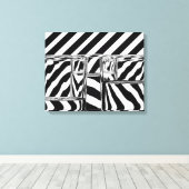 Zwart-witte strepen Abstract brillenglazen Canvas Afdruk (Insitu (Houten vloer))