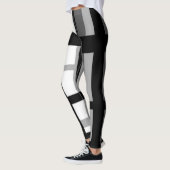 Zwart-witte strepen abstract leggings (Links)