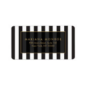 Zwart-witte strepen Adreslabel Etiket (Voorkant)