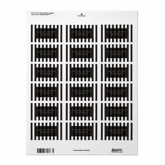 Zwart-witte strepen Adreslabel Etiket (Full Sheet)