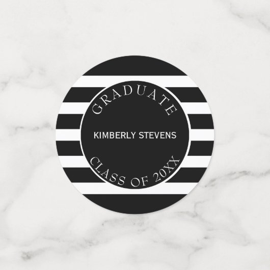 Zwart-witte strepen- Afstuderen Confetti (Kleine voorkant)