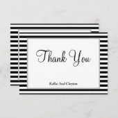 Zwart-witte strepen, bedrukt, bedankt kaart (Voorkant / Achterkant)