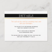 Zwart witte strepen bruiloft details insert kaart (Voorkant)
