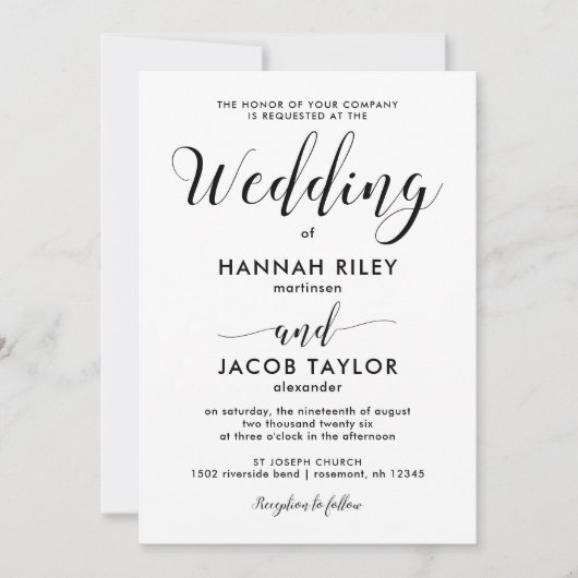 Zwart-witte strepen bruiloft kaart (Voorkant)