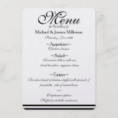 Zwart-witte strepen Bruiloft Menu (Voorkant)