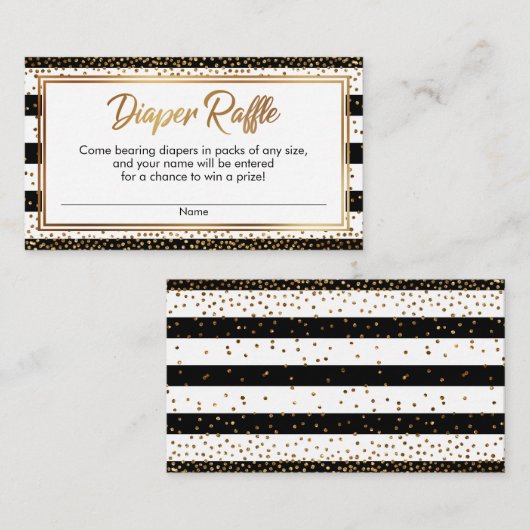 Zwart & Witte Strepen Confetti Luier Raffle Kaarte Informatiekaartje (Voorkant / Achterkant)