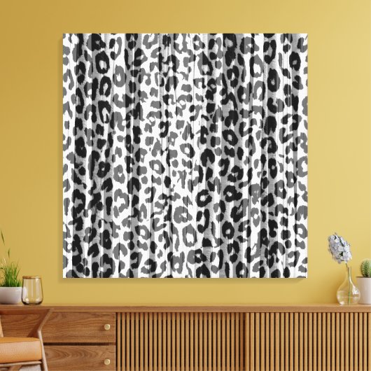 Zwart witte strepen Dierenprint Bont van Luipaard Canvas Afdruk (Insitu (Woonkamer))