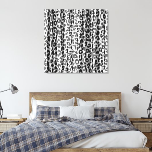 Zwart witte strepen Dierenprint Bont van Luipaard Canvas Afdruk (Insitu (Slaapkamer))