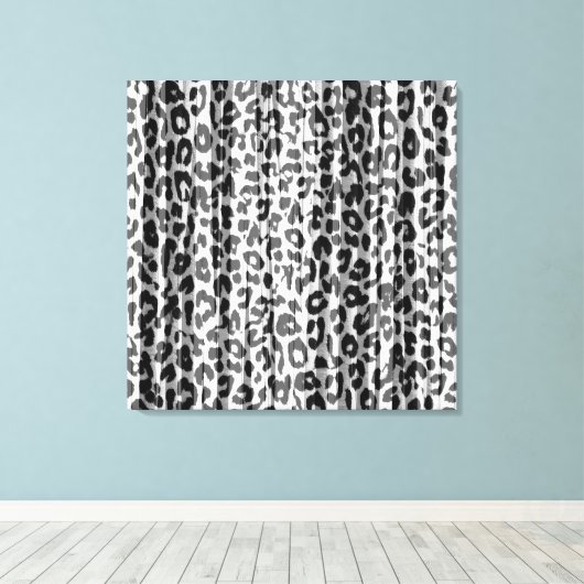 Zwart witte strepen Dierenprint Bont van Luipaard Canvas Afdruk (Insitu (Houten vloer))
