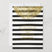 Zwart-witte strepen en gouden cirkel uitnodigingen (Voorkant)