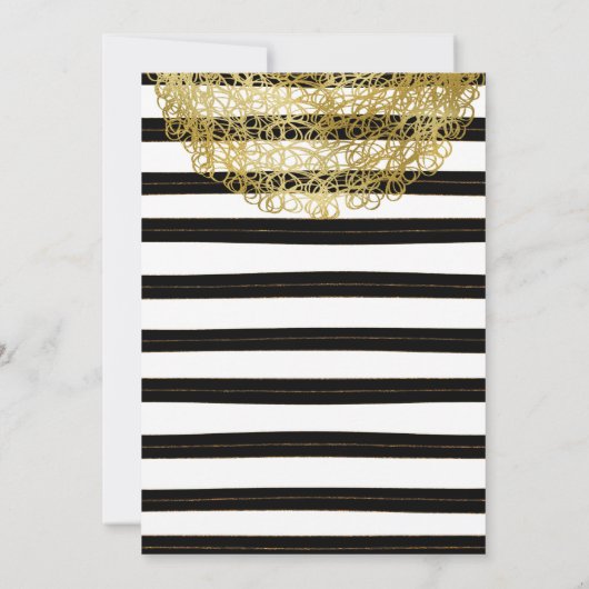 Zwart-witte strepen en gouden cirkel uitnodigingen (Achterkant)