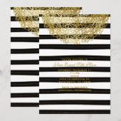 Zwart-witte strepen en gouden cirkel uitnodigingen (Voorkant / Achterkant)