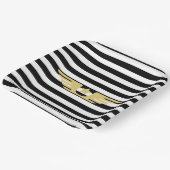 Zwart-witte strepen en gouden vleugels papieren bordje (Gebogen)