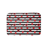 Zwart-witte strepen en rode cirkels badmat (Voorkant)