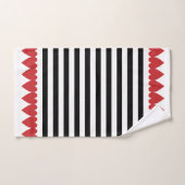 Zwart-witte strepen en rode harten bad handdoek (Handdoek)