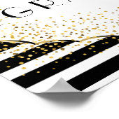 Zwart-witte strepen gefeliciteerd poster (Hoek)