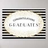 Zwart-witte strepen gefeliciteerd poster (Voorkant)